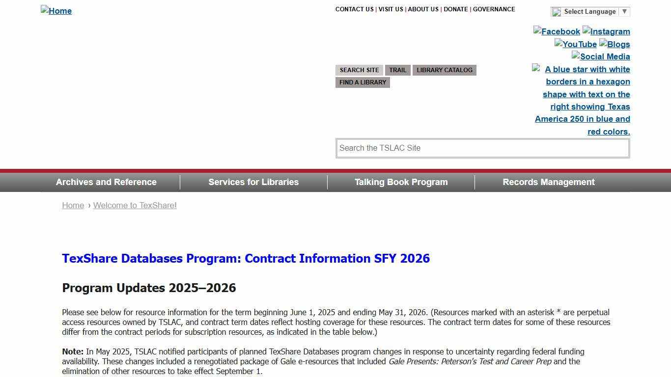 List of TexShare Databases SFY 2026 - Texas State Library and Archives Commission Texas State Library